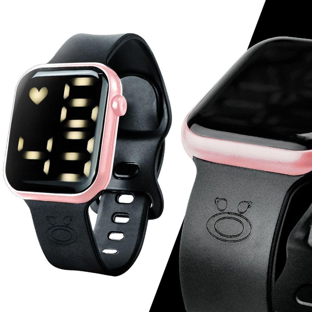 relogio silicone prova dagua digital feminino rosa qualidade premium led ajustavel moda