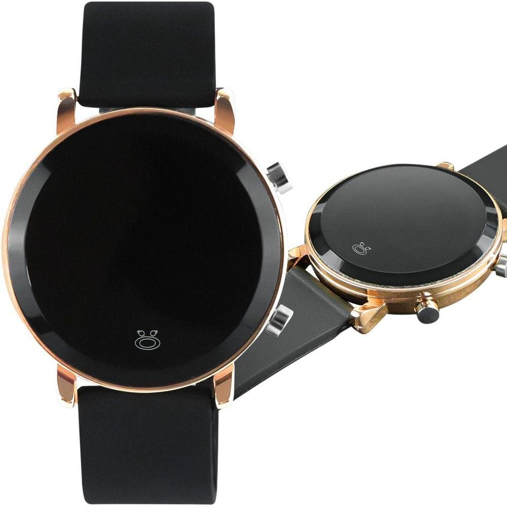 Relogio feminino aço qualidade dourado premium digital moda ajustavel maria preto