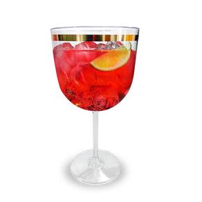 Taça Borda Dourada Vinho Água Licor Gin 600Ml Transparente
