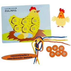 Brinquedo Educativo Alinhavo Educação Infantil Galinha