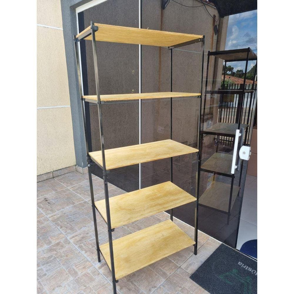 Estante Estilo Industrial 190Cm Para Livros Madeira E Aço