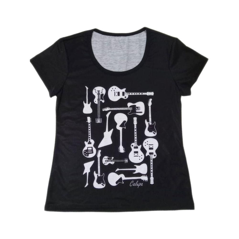 Camiseta Adulta Feminina Guitarras Tamanho Especial Plus Size