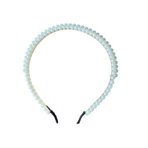 Tiara Arco Com Pérolas Branca Feminino Acessório 14Cm