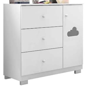 Cômoda Sapateira Infantil Ava 1 Porta E 3 Gavetas Branco