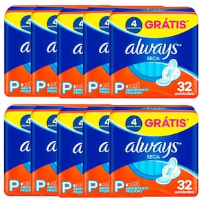 Kit 10 Absorvente Always Super Proteção Cobertura Seca - 320 Unidades