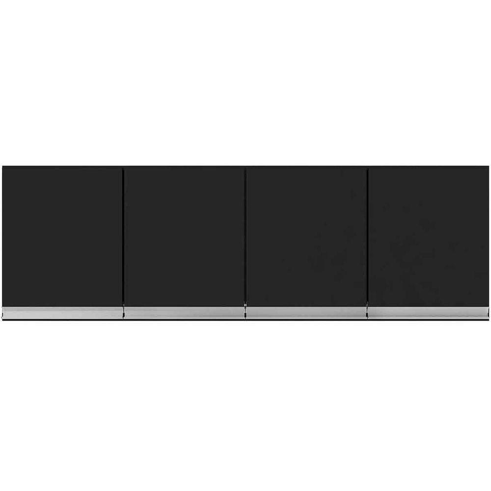 Armário Aéreo Cozinha Adriana 4 Portas 150 Cm Preto