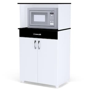 Balcão Para Microondas Carolina 2 Portas Branco-preto
