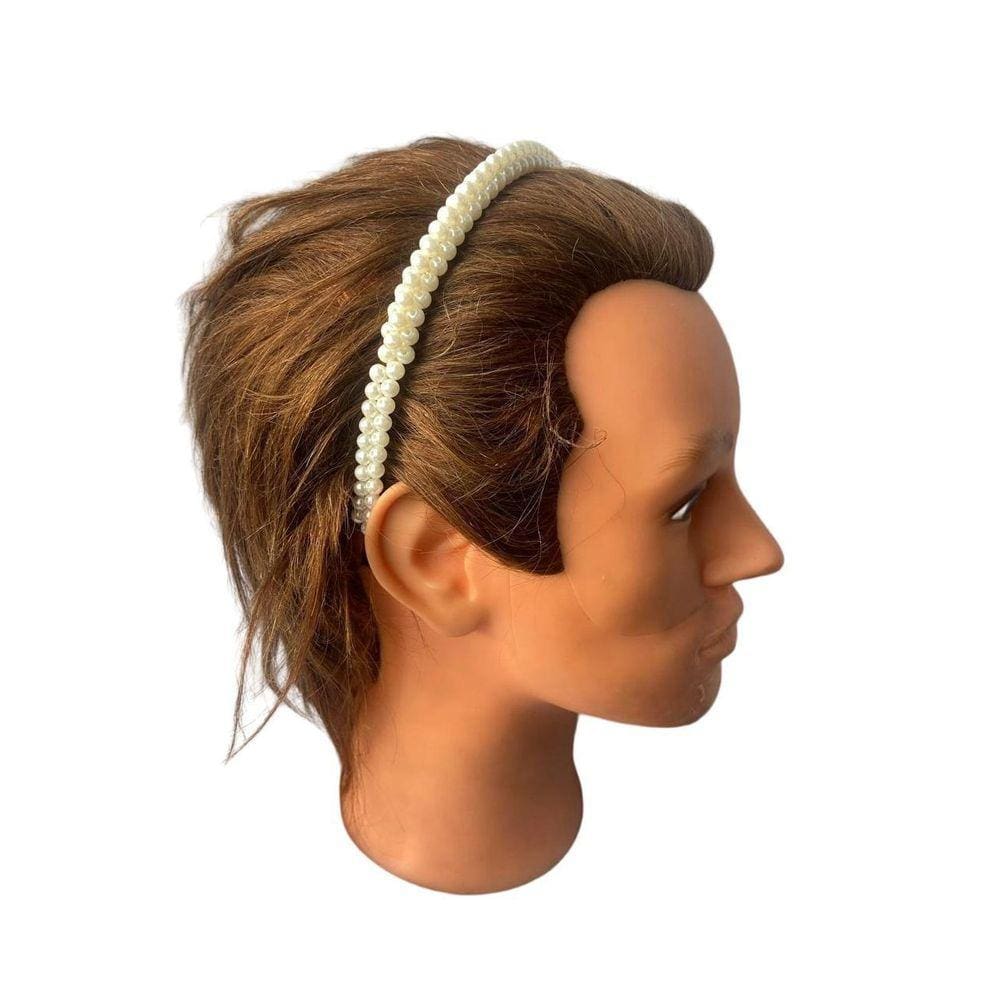 Tiara Arco Pérola Plástico Assessório Para Cabelo 14Cm