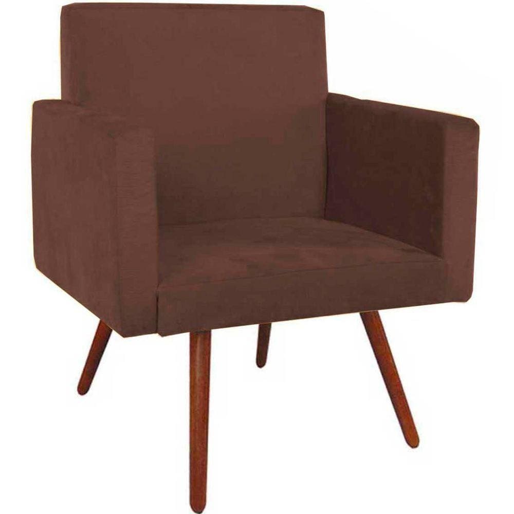 Poltrona Decorativa Nina Pé Palito Suede Marrom