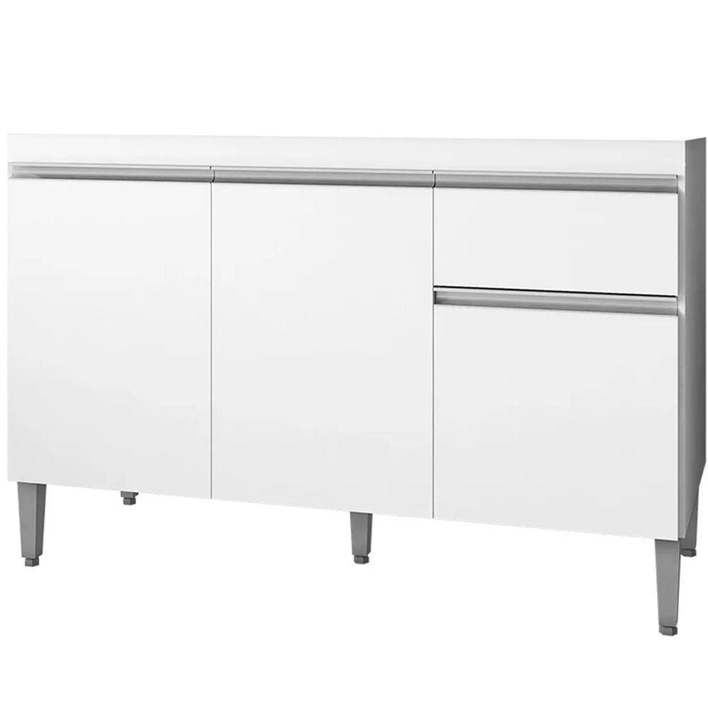 Balcão De Pia 120 Cm Talita 3 Portas 1 Gaveta Branco