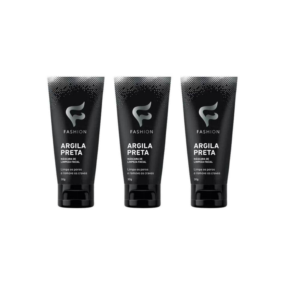 Mascara Facial Fashion Argila Preta Remove Cravos 30G - 3Un