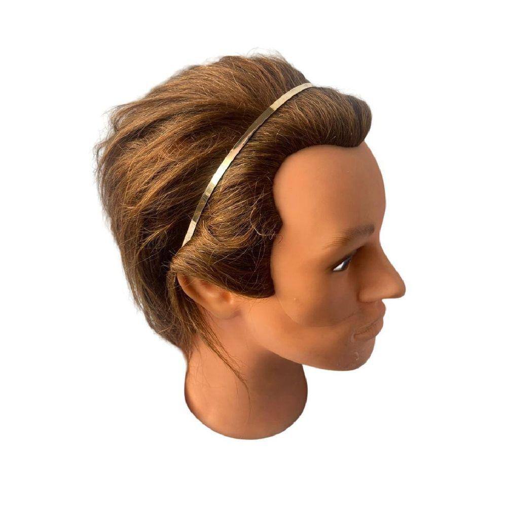 Tiara Arco Metal Acessório De Cabelo Dourado Liso 14Cm