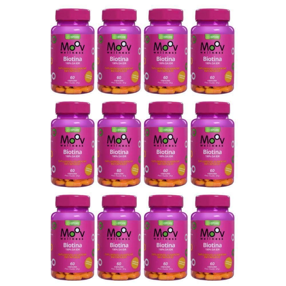 Kit 12 Biotina Crescimento Saúde Cabelos Pele Unha 60 Cp
