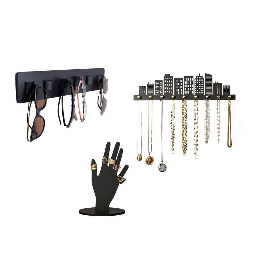 Suporte Colares + Porta Oculos Parede + Suporte Aneis Combo