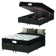 Cama Box Baú Colchão Casal Queen Probel Molas Ensacadas Granville Pillow Top 158x198x69cm Marrom / Branco - Suporta até 110kg por Pessoa