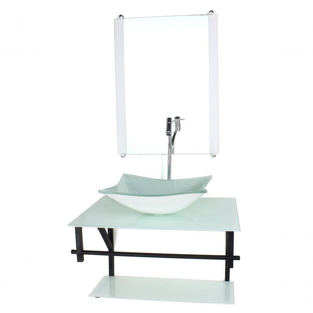 Gabinete De Vidro Para Banheiro 60cm Cuba Com Torneira Preta