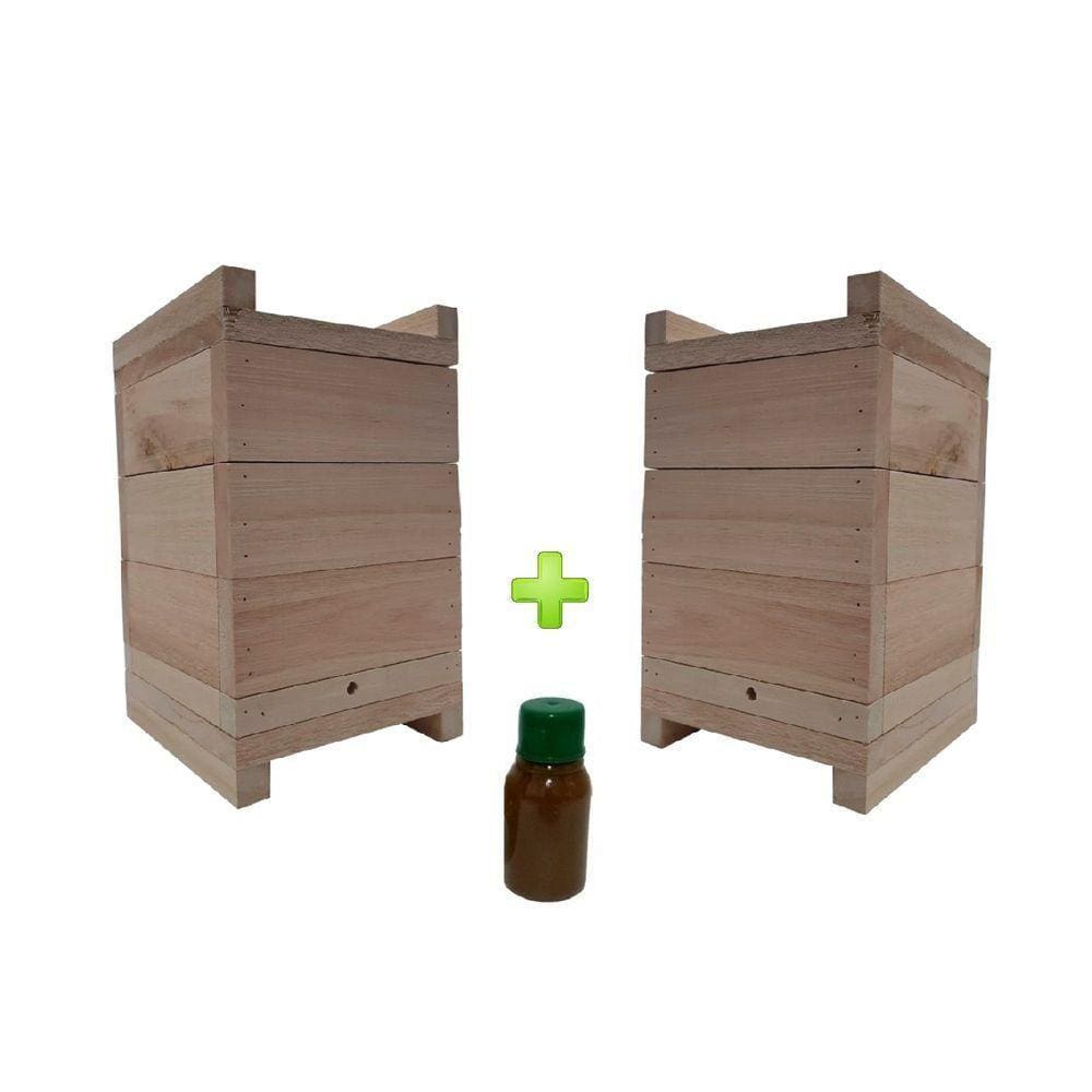 Kit 2 Caixas Inpa Abelhas Sem Ferrão 20X20 + Atrativo 50 Ml