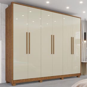 Guarda-Roupa 6 Portas 6 Gavetas Potenza Cinamomo/Off-White