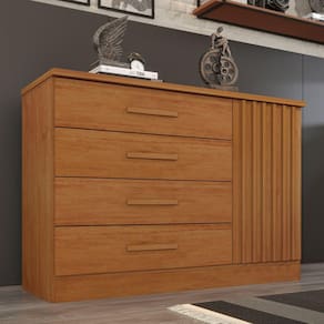 Cômoda 4 Gavetas em Mdf/mdp Ripado Espresso Móveis Cinamomo