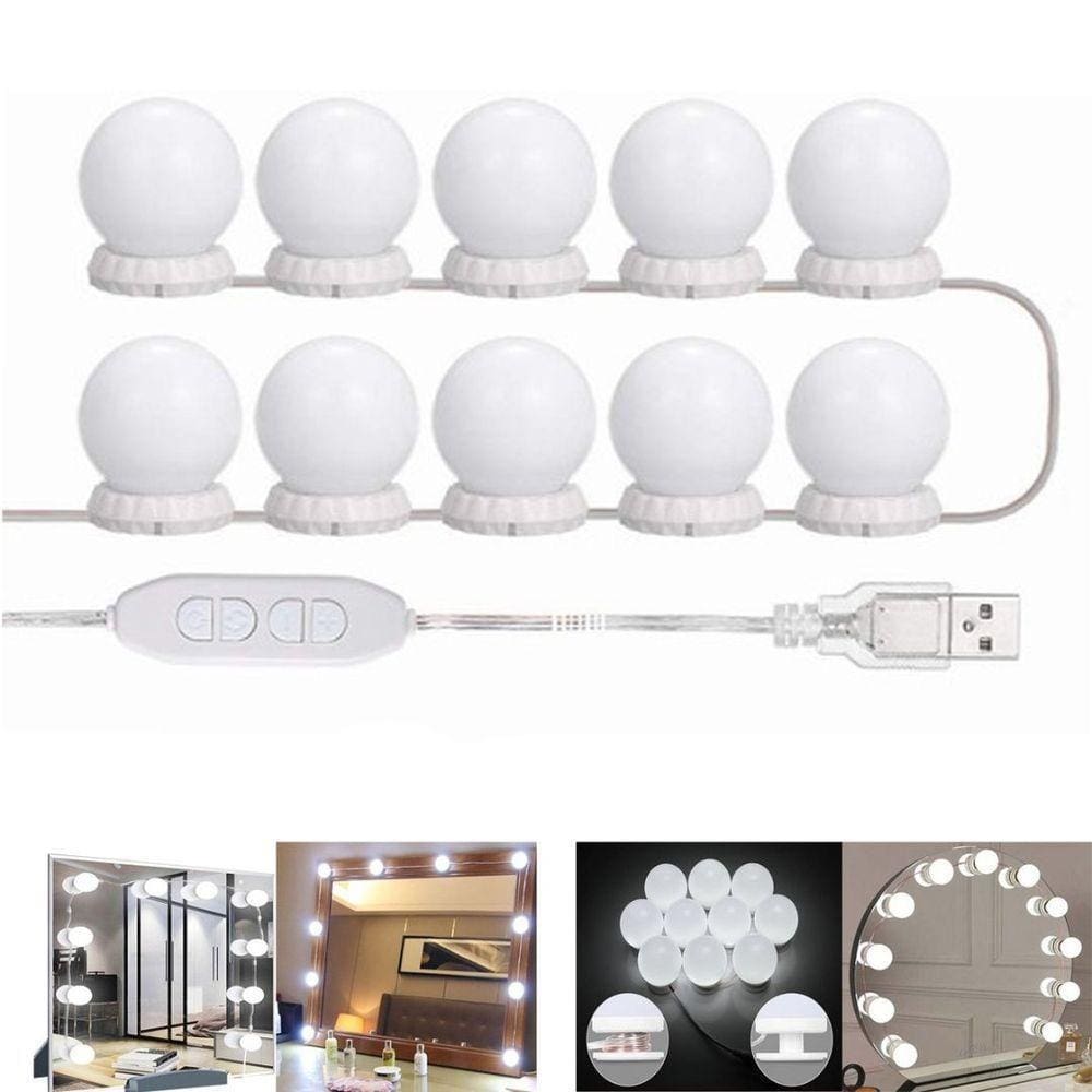 Kit 10 Lampadas- Luminária De Espelho Camarim 10 Lâmpadas De Led