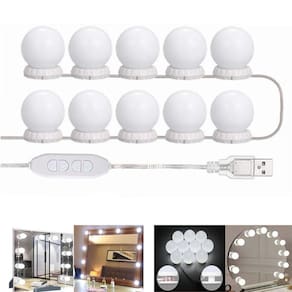 Kit 10 Lampadas- Luminária De Espelho Camarim 10 Lâmpadas De Led