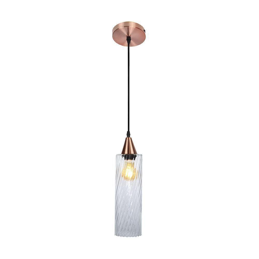 Lustre Pendente Taschibra Anne Rigato E27 Transparente Bivolt Cobre