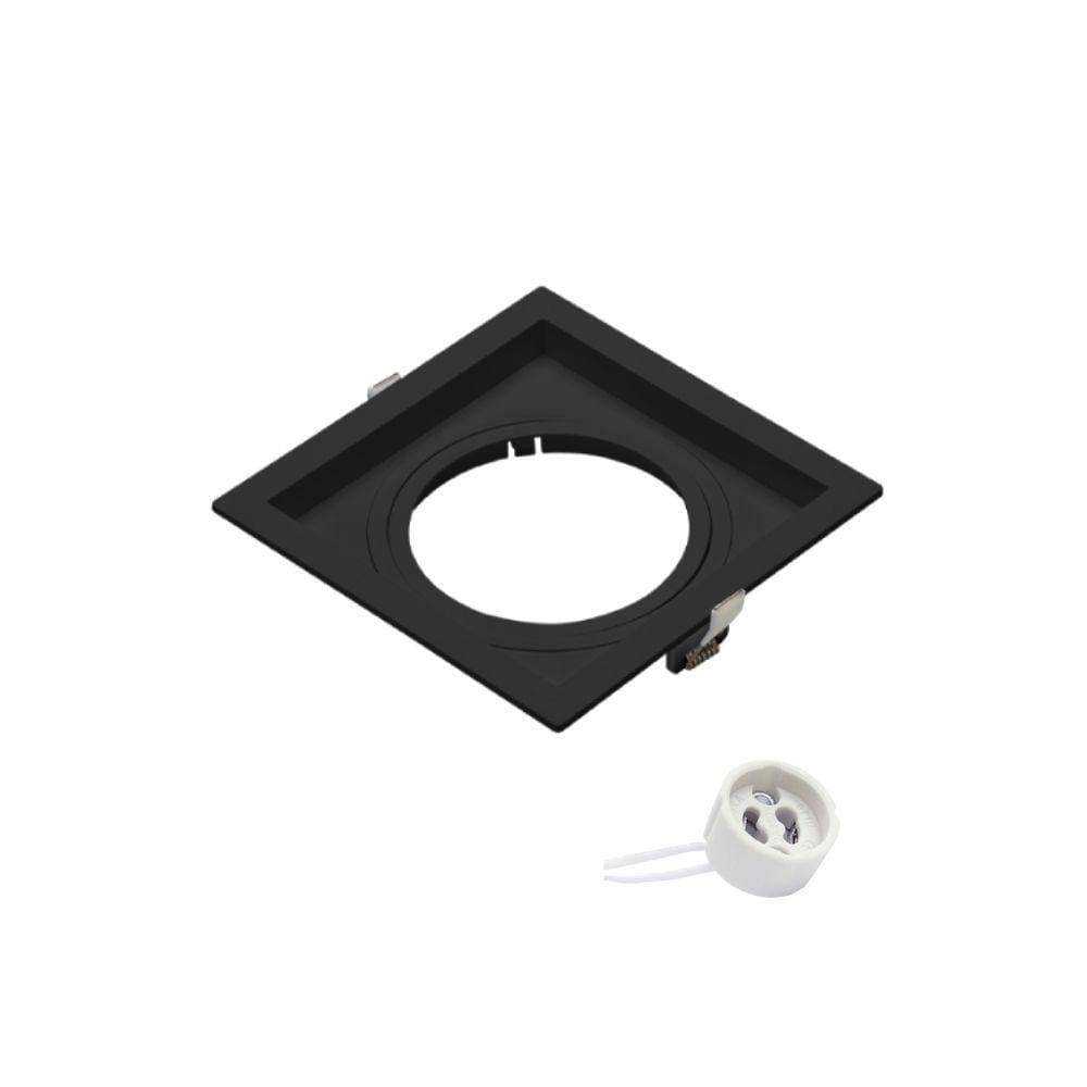 Spot Recuado De Embutir Pix Quadrado Mr11 Direcionável Preto