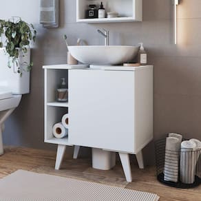 Gabinete de Coluna para Banheiro 01 Porta Silm sem Cuba Branco