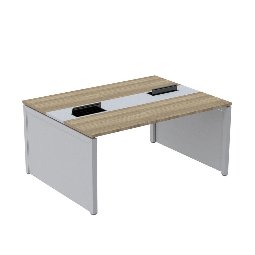 Mesa de Plataforma Dupla para 2 Pessoas Corporativa 110x120/2p Noce Naturalle/Cinza