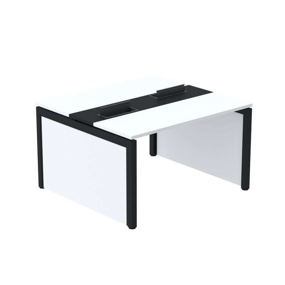 Mesa de Plataforma Dupla para 2 Pessoas Corporativa 120X120/2P Branco/Preto