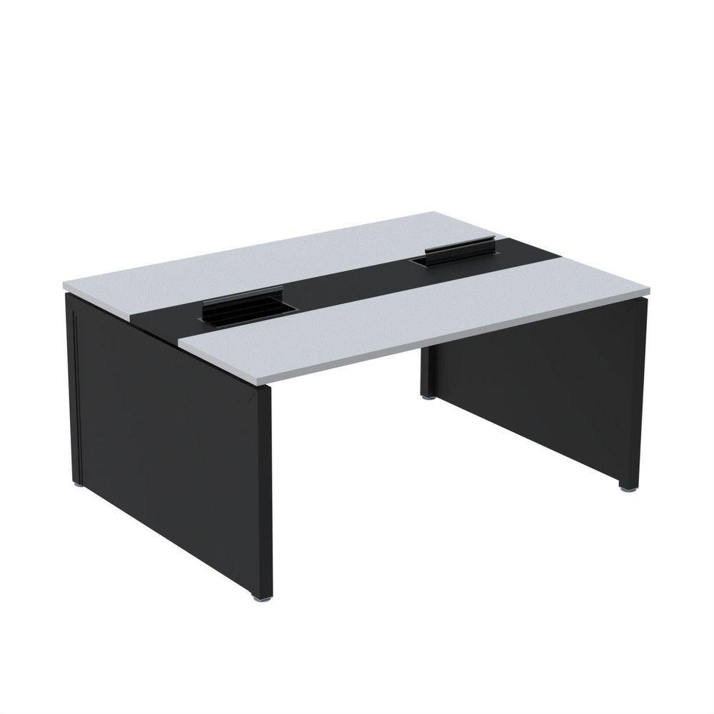 Mesa de Plataforma Dupla para 2 Pessoas Corporativa 120x120/2p Cinza/Preto