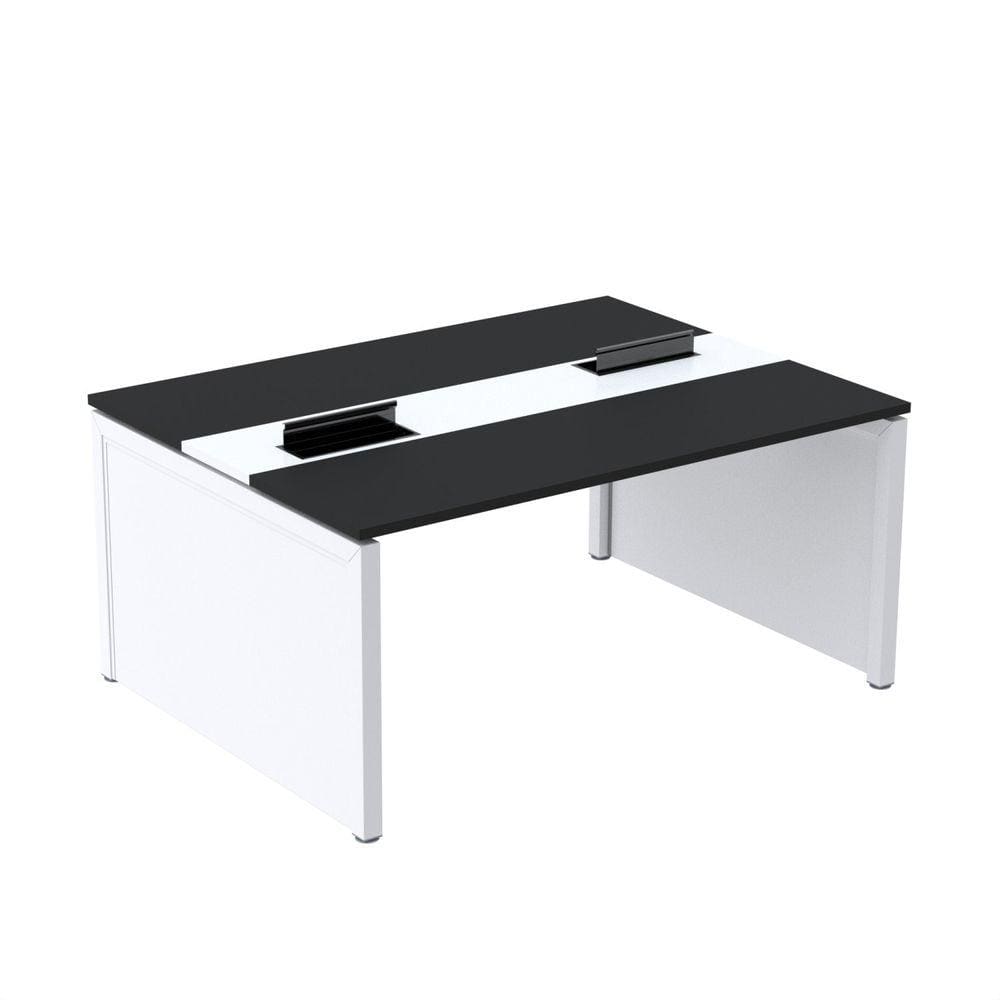 Mesa de Plataforma Dupla para 2 Pessoas Corporativa 120x120/2p Preto/Branco