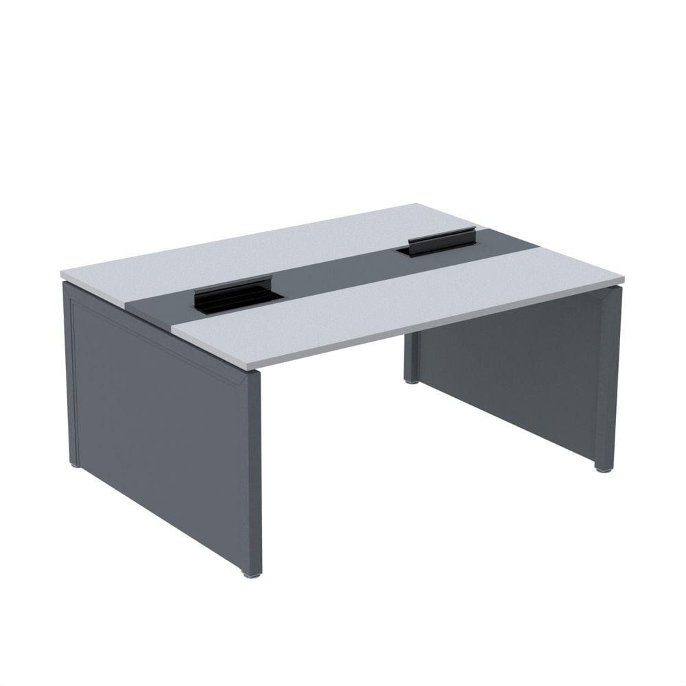 Mesa de Plataforma Dupla para 2 Pessoas Corporativa 120x120/2p Cinza/Grafito