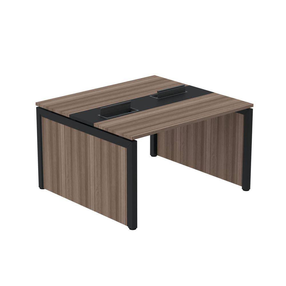 Mesa de Plataforma Dupla para 2 Pessoas Corporativa 160x120/2p Walnut/Preto