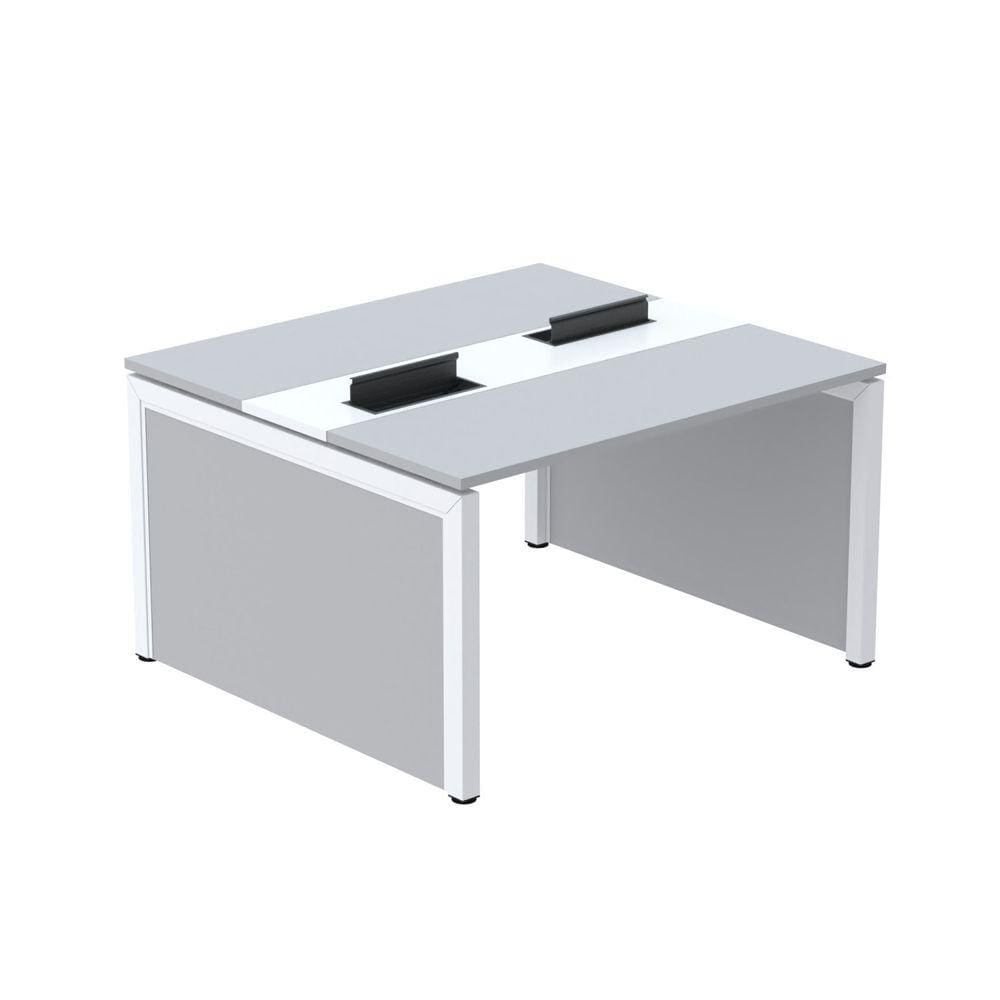 Mesa de Plataforma Dupla para 2 Pessoas Corporativa 120X120/2P Cinza/Branco