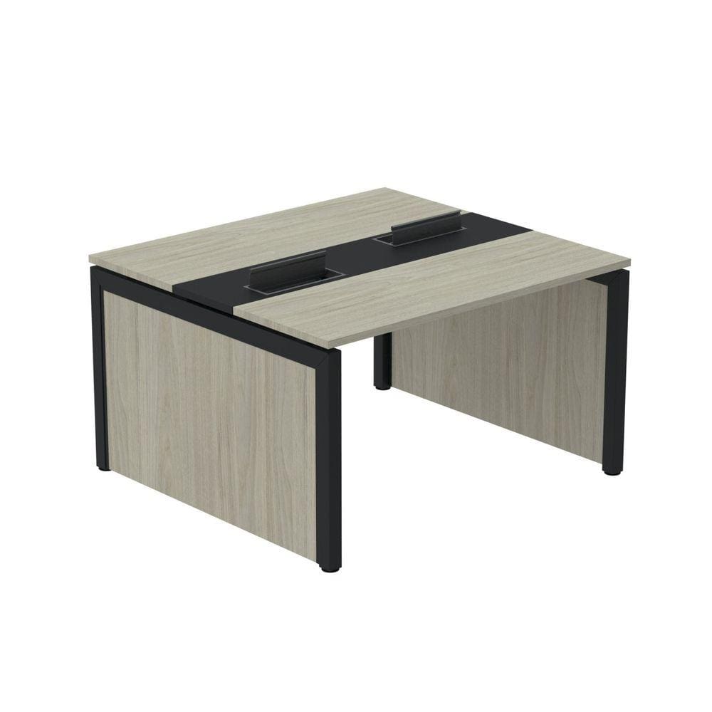 Mesa de Plataforma Dupla para 2 Pessoas Corporativa 120X120/2P Nogueira Casablanca/Preto