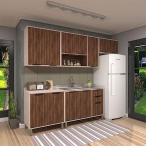 Cozinha Modulada Completa 5 Peças Com Balcões E Aéreos S Pia Stylo Luciane Móveis Cinammon-escarlate