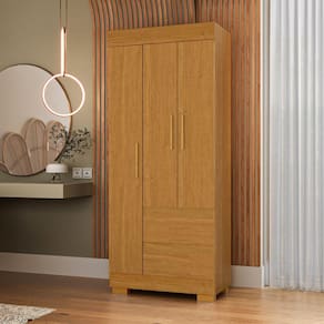 Guarda-Roupa Solteiro 3 Portas e 2 Gavetas Chantrieri Espresso Móveis Cinamomo