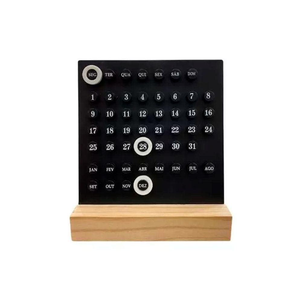 Calendário Permanente de Plástico Base de Madeira