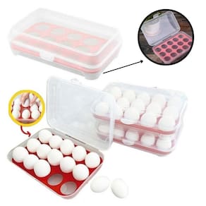 Porta Ovos Plástico Retangular 15 Cavidades Tampa Bandeja Keita
