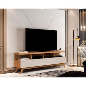 Rack Para TV Até 65 Polegadas Vivare 1.6 Wood Nature/Off White - JLAR Móveis
