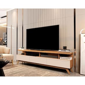 Rack Para TV Até 75 Polegadas 1.8 Wood Nature/Off White – JLAR Móveis