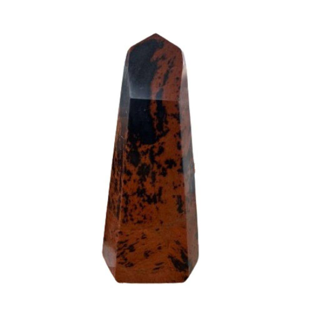 Ponta Obsidiana Mahogany Sextavado Natural Lapidado 6 a 8cm