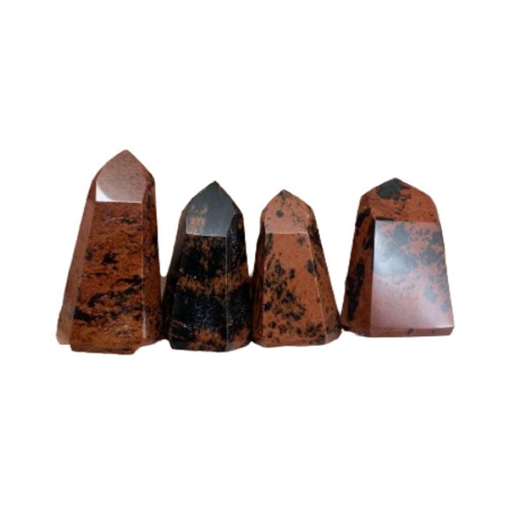 Ponta Obsidiana Mahogany Sextavado Natural Lapidado 4 a 6cm