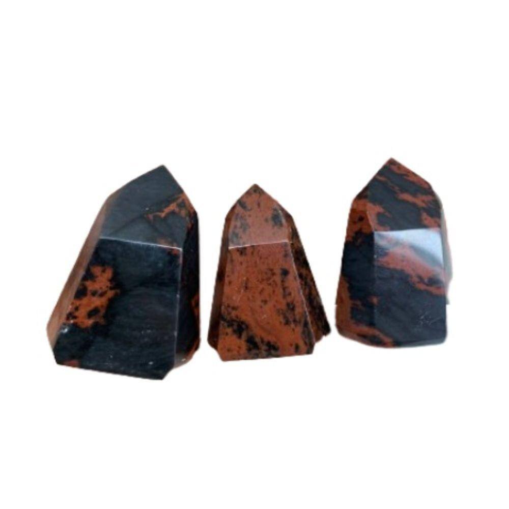 Ponta Obsidiana Mahogany Sextavado Natural Lapidado 2 a 4cm