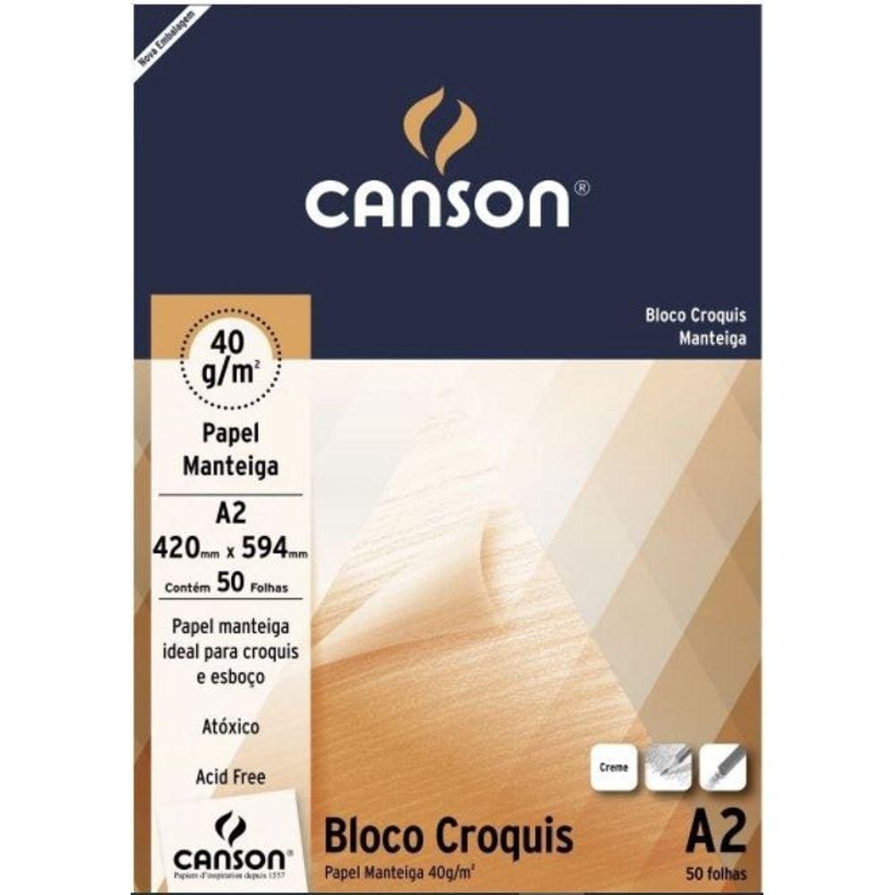 Bloco Canson A2 Manteiga 50 Folhas Croquis