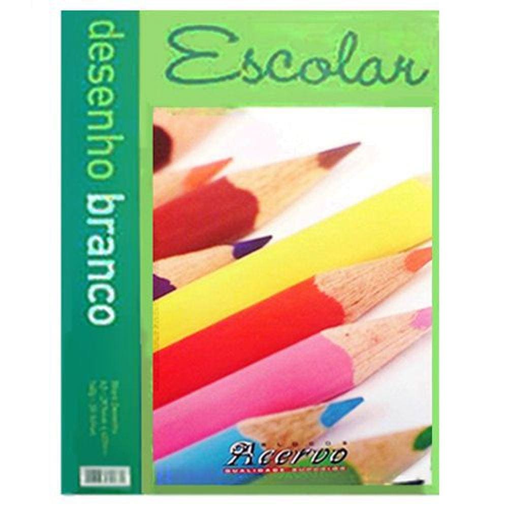 Bloco Acervo Escolar A4 Branco 20 Folhas Desenho