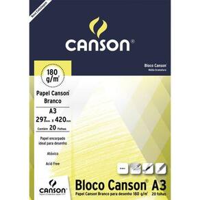 Bloco Canson A3 Branco 20 Folhas Desenho 180g/m²