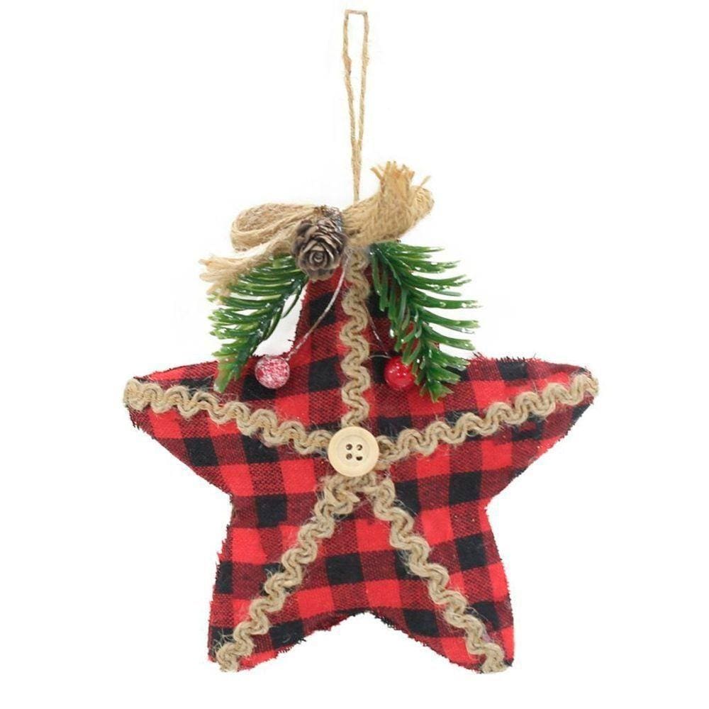 Kit 10 Enfeites árvore Natal Pendente Natalino Estrela 15cm