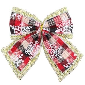 Kit 15 Peças Enfeite árvore Natal Laço Lacinho Xadrez 11cm